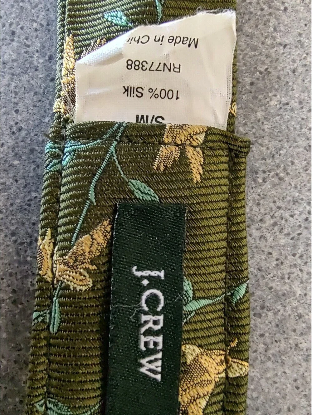 J.Crew Olive Green Floral Silk Belt S/M